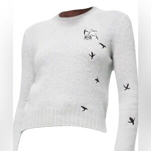 Loewe Light Gray/Blue Women's Sweater with Bird Accents